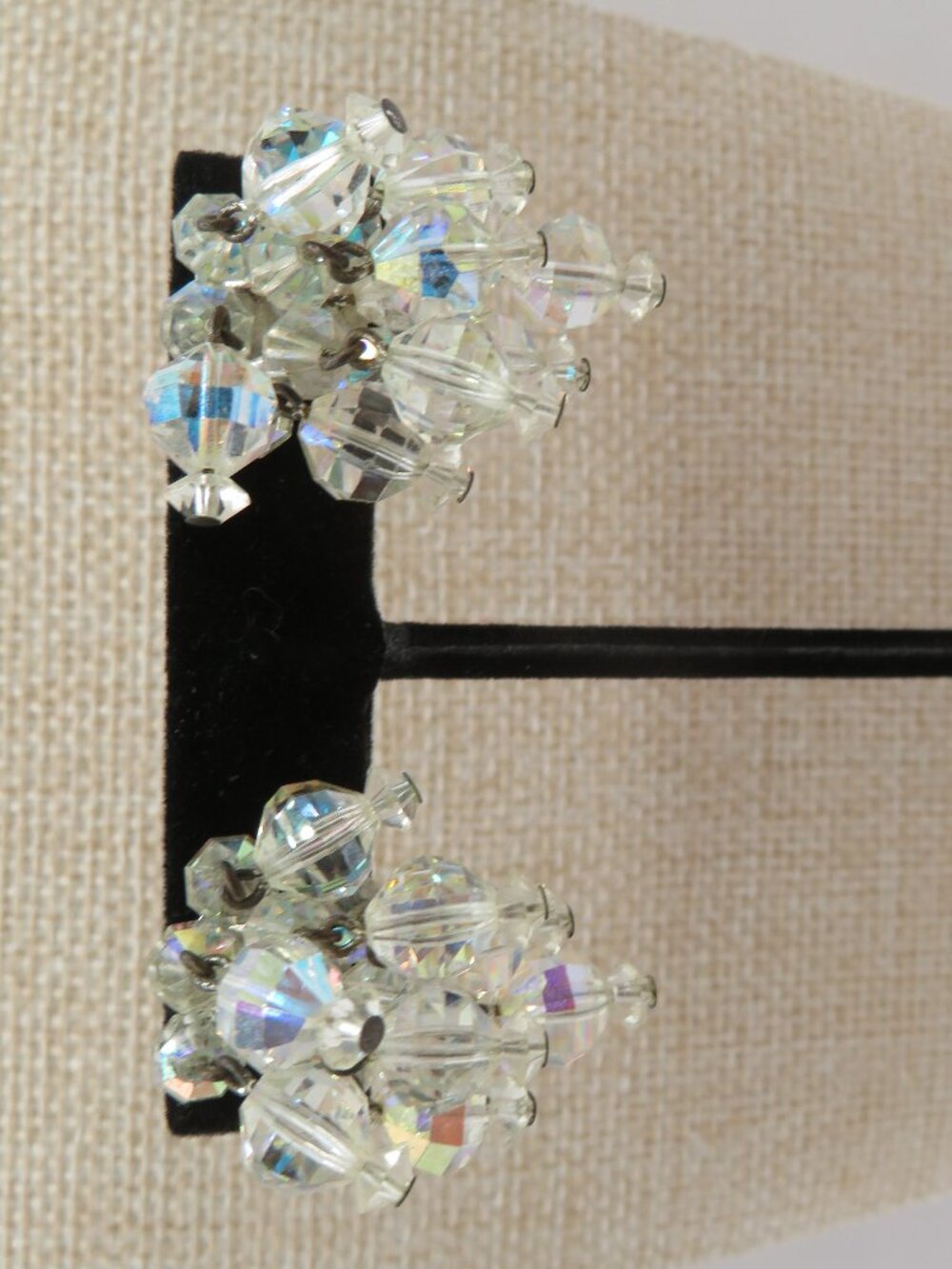 Vintage Laguna Aurora Borealis Cha Cha Clip On Earrings